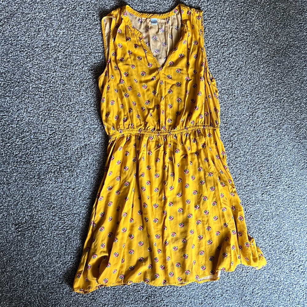 Mustard and pink floral dress
